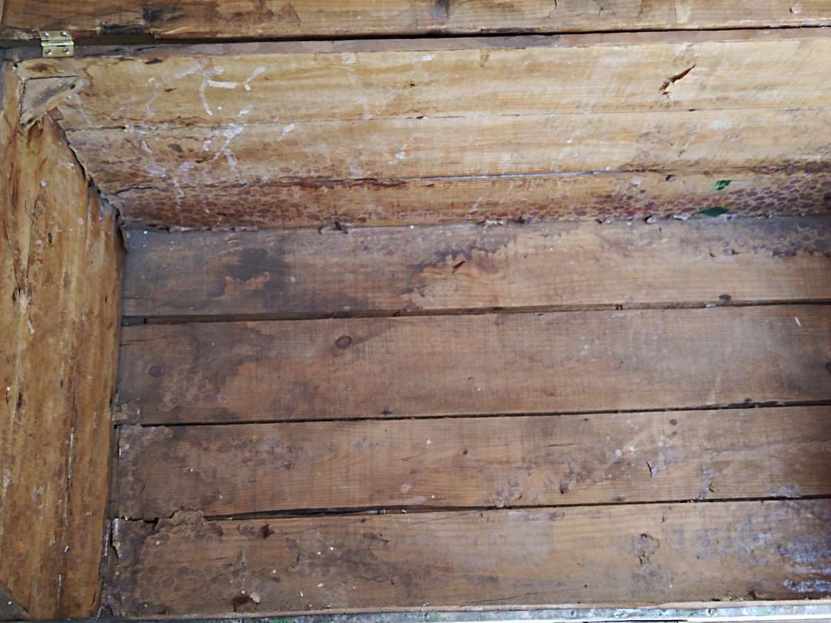 Antique metal steamer trunk