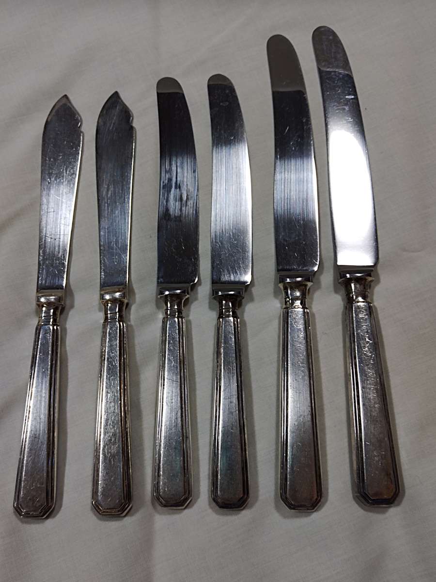 6 Different Mappin and Webb silver plated knifes