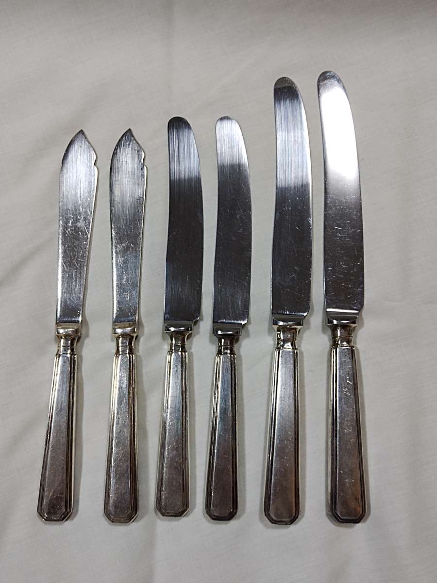 6 Different Mappin and Webb silver plated knifes