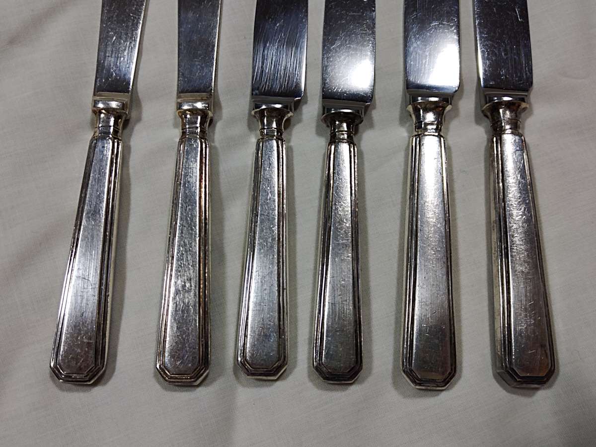 6 Different Mappin and Webb silver plated knifes