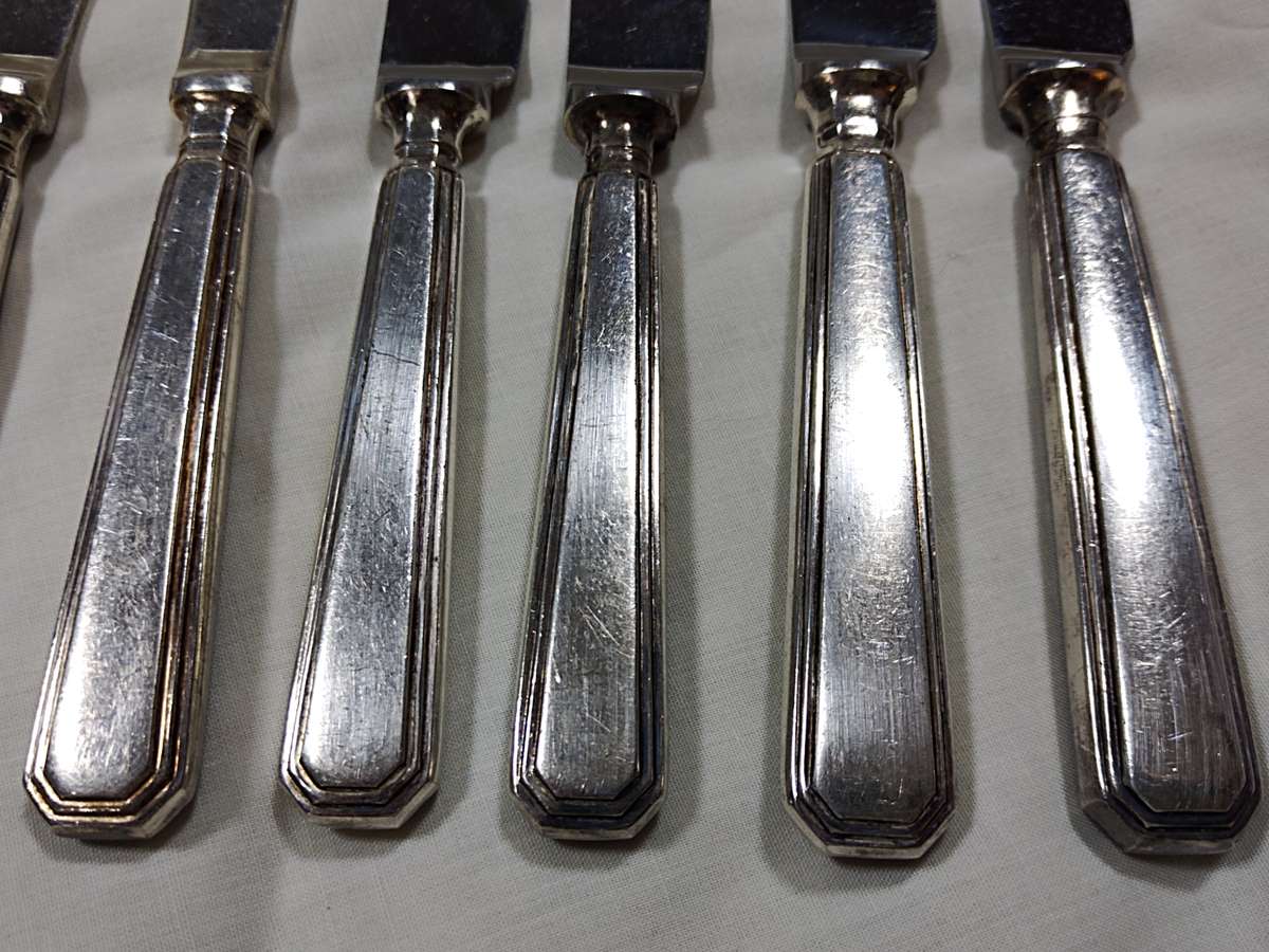 6 Different Mappin and Webb silver plated knifes