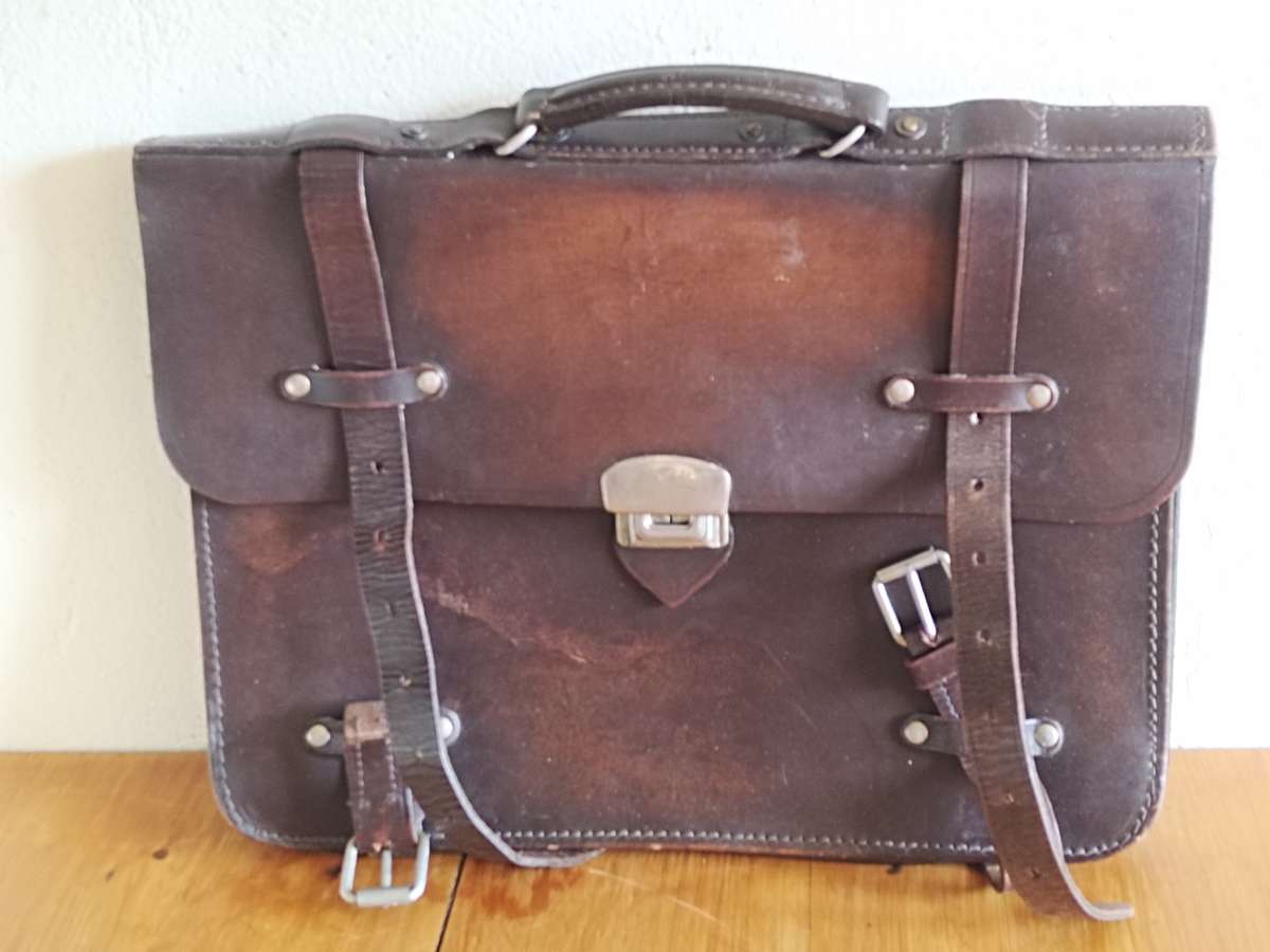 Vintage leather student bag