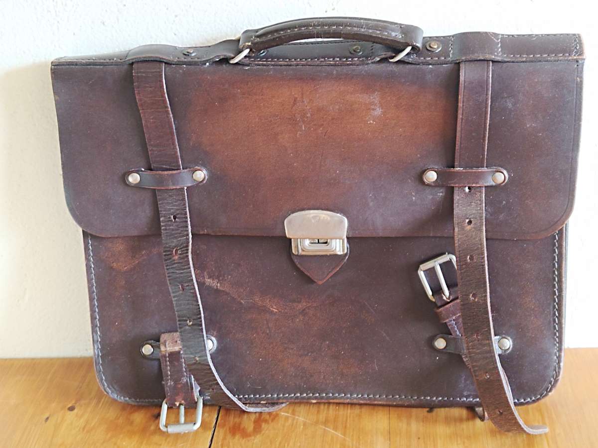 Vintage leather student bag