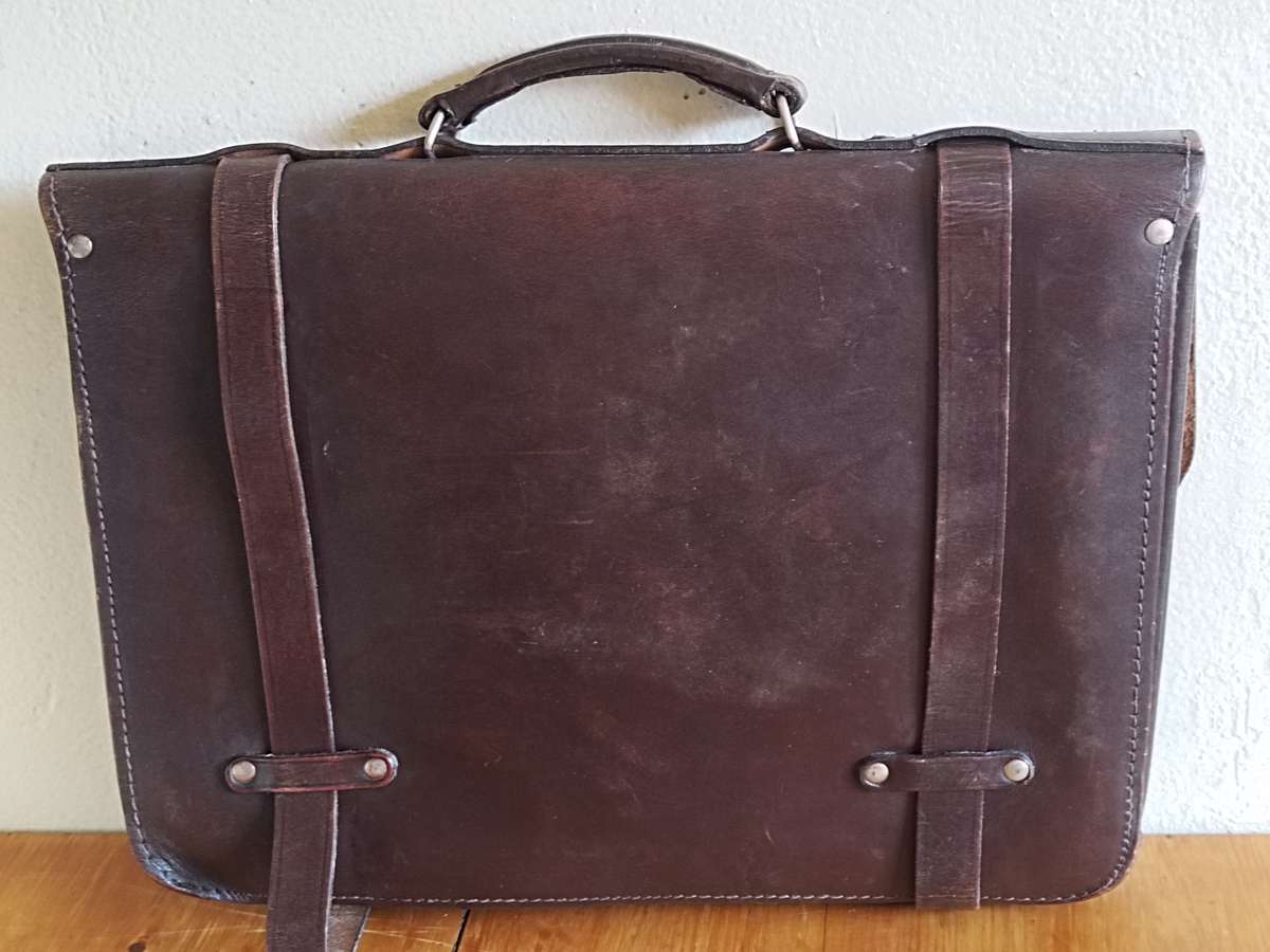 Vintage leather student bag