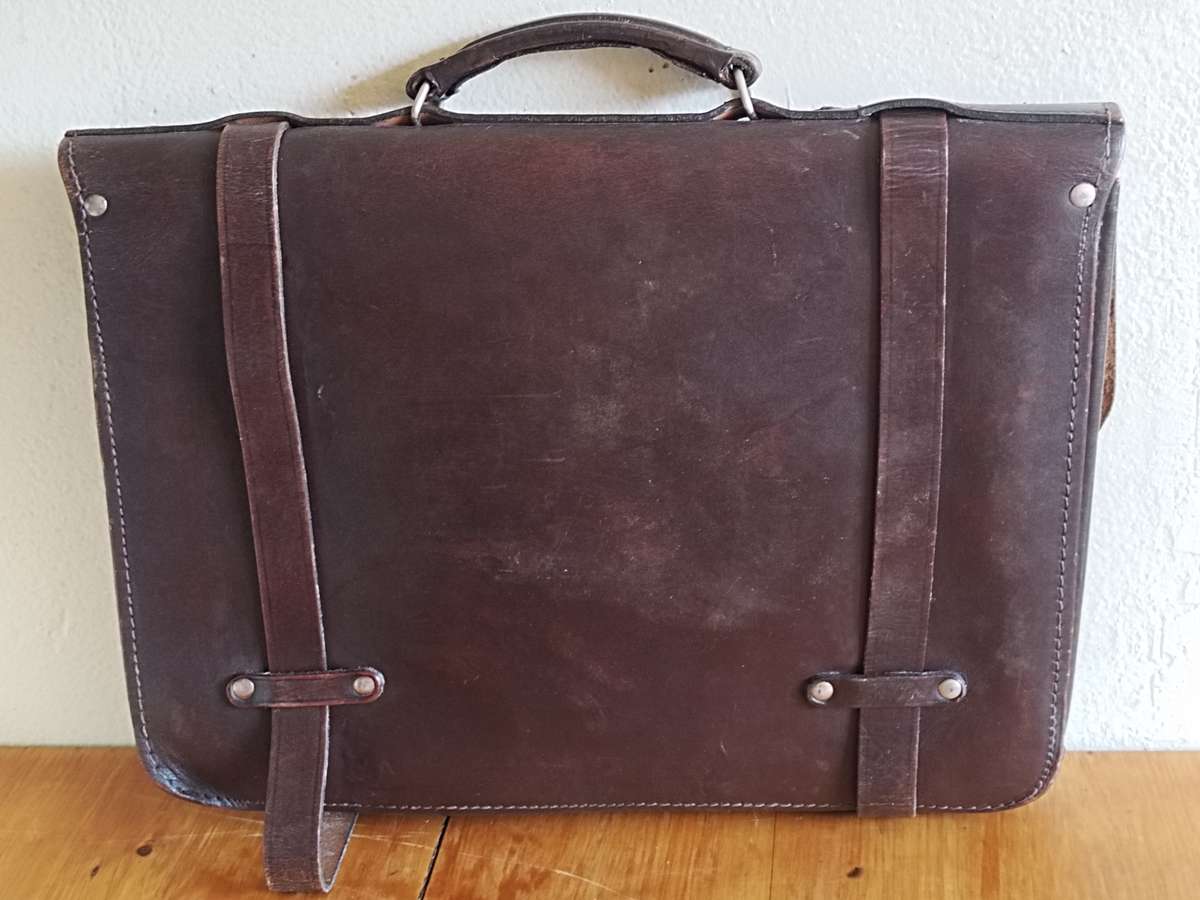 Vintage leather student bag