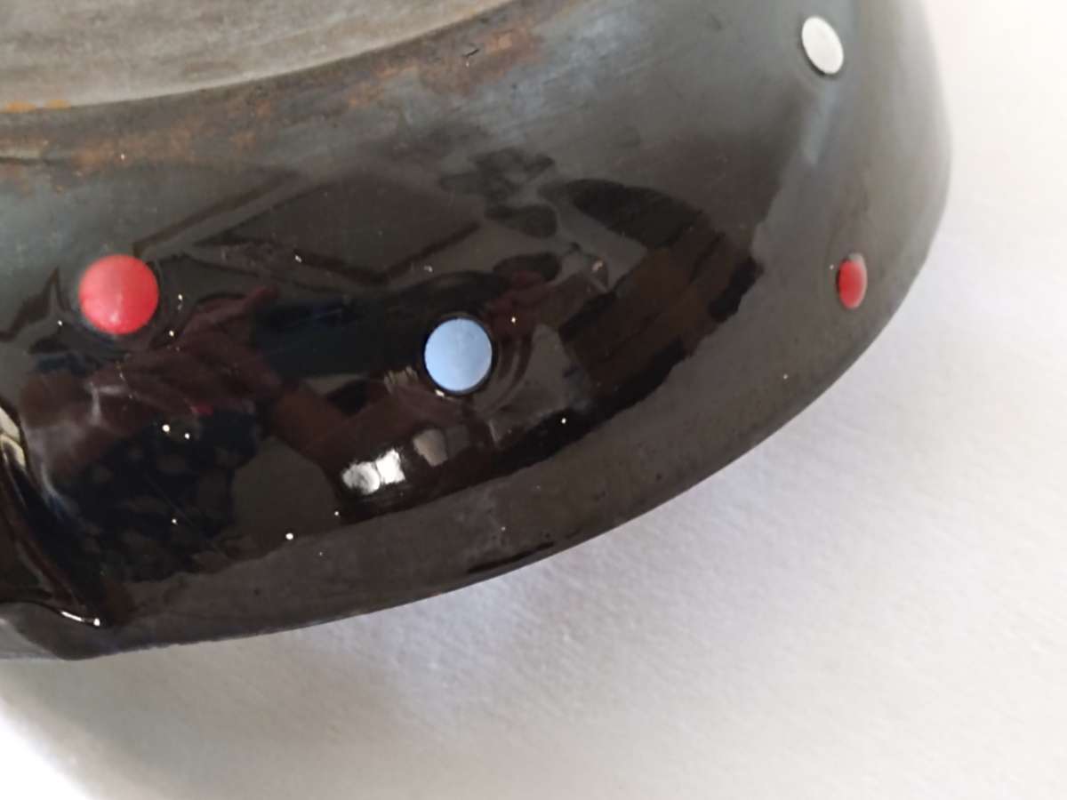 Retro polka dot cast iron pan.: FE Belgium