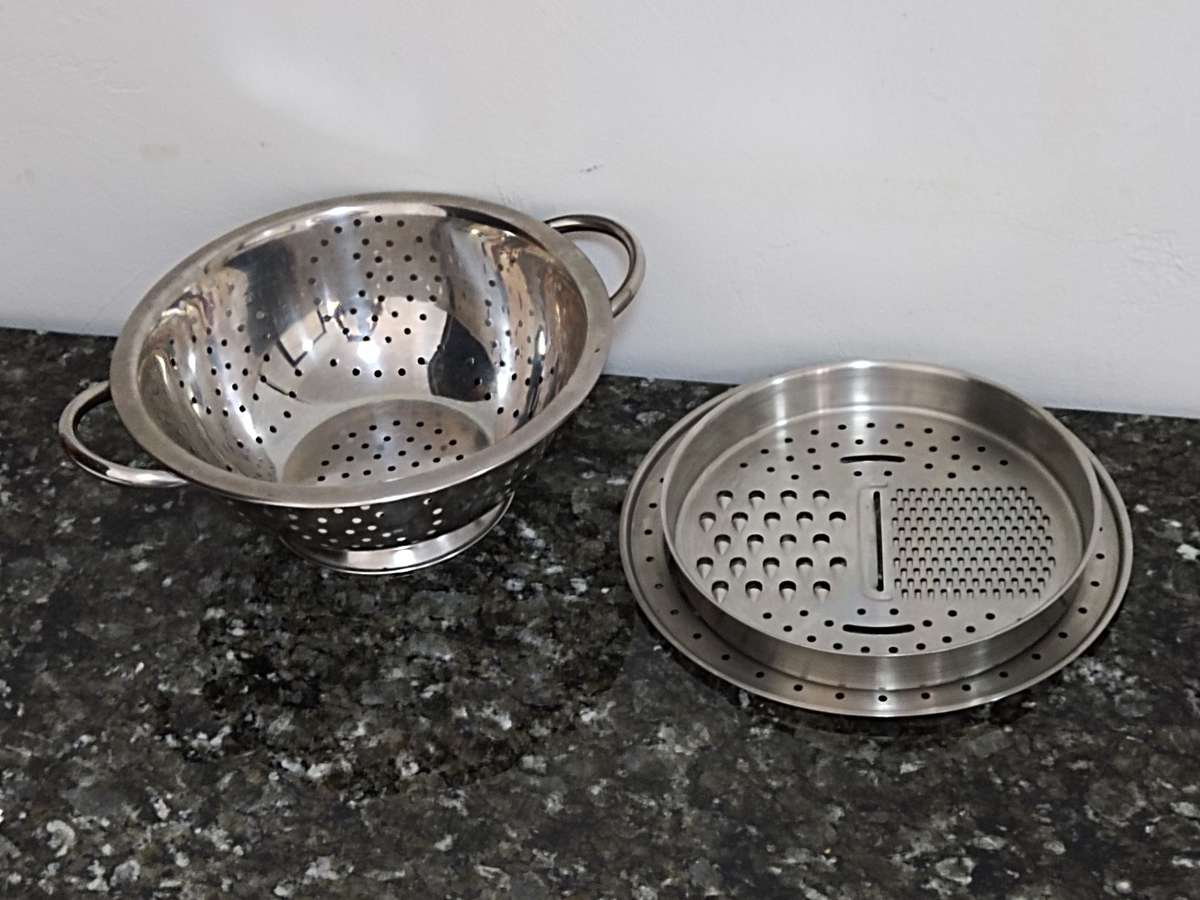 Stainless steel Colander and a steamer/ grater