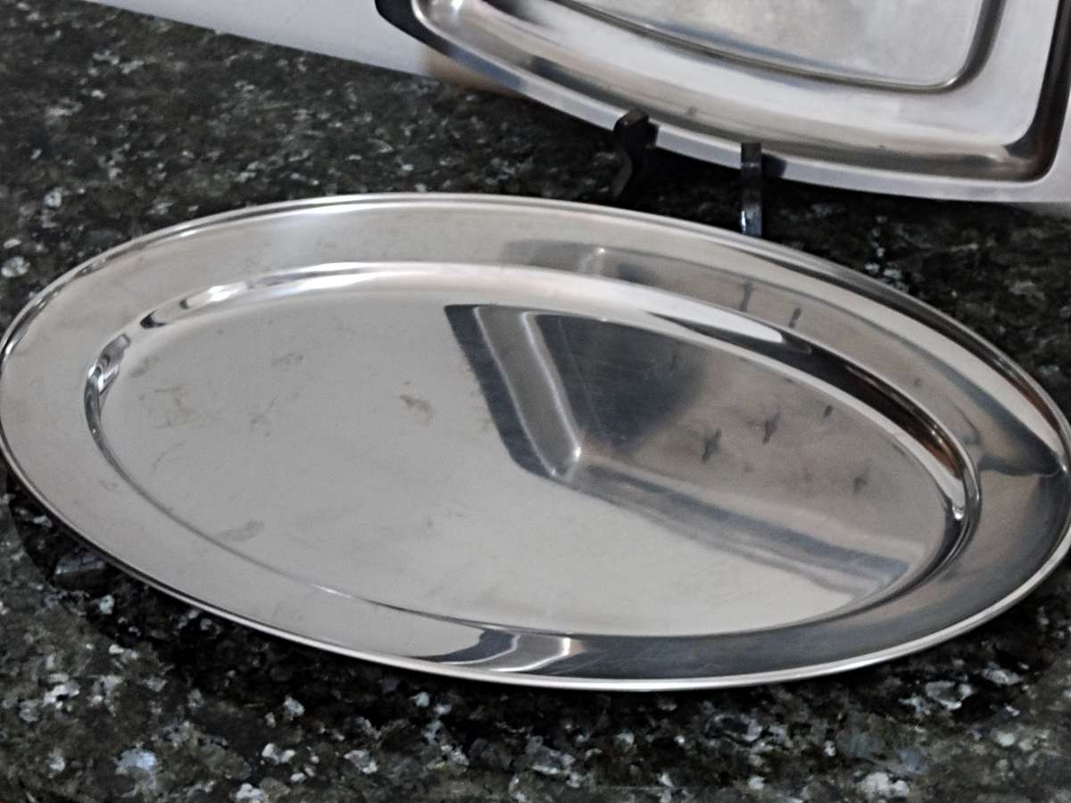 Two Stainless Steel meat platters