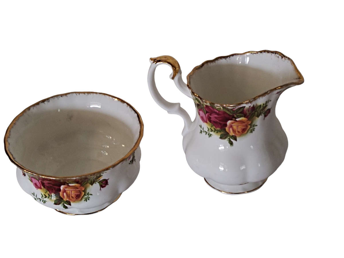 Royal Albert Old Country Rose creamer and sugar bowl