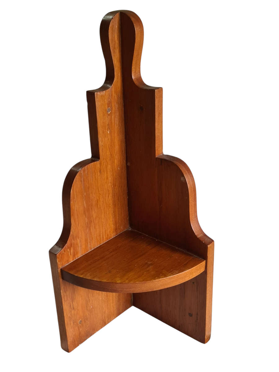 Teak corner shelf