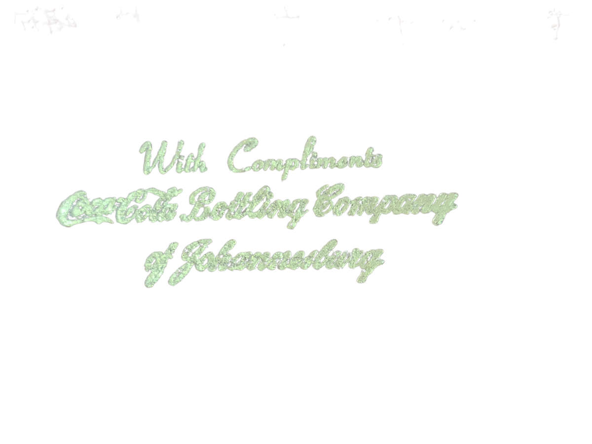 "With Compliments Coca Cola Bottling  Company of Johannesburg" Card box