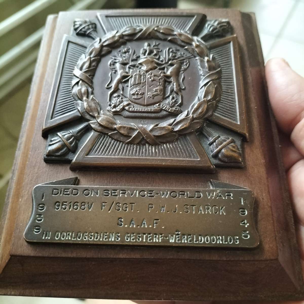 WW2, S. A. AIR FORCE, DEATH PLAQUE.