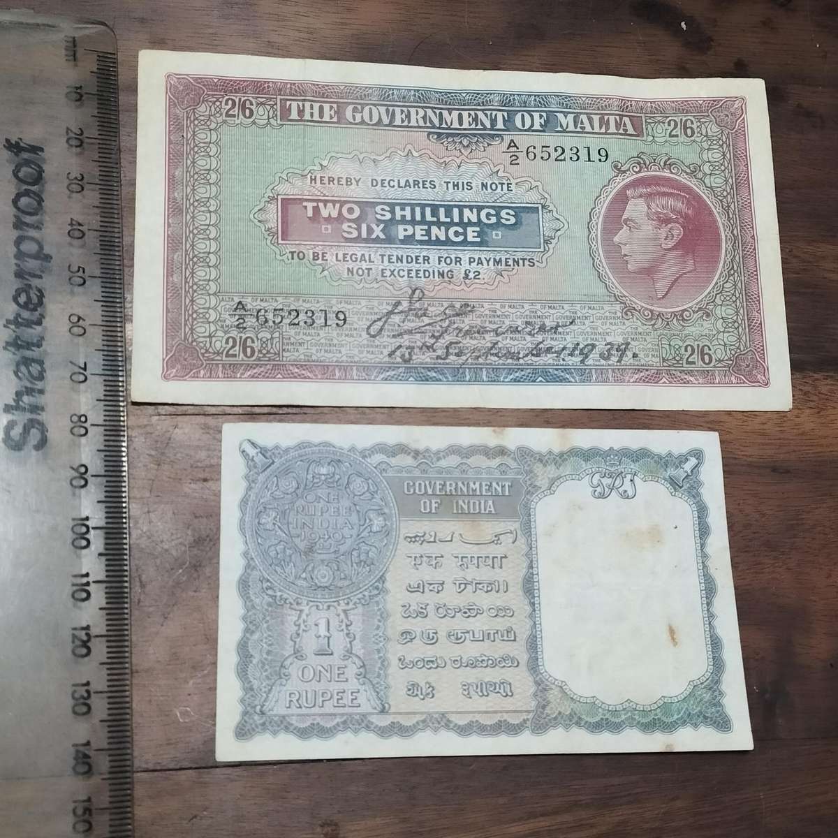 MALTA AND INDIA RARE BANK NOTES.