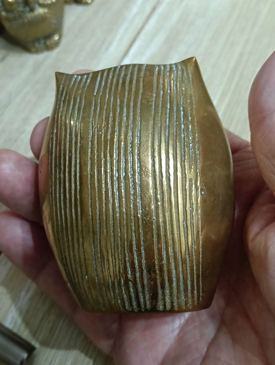 SET FIVE BRASS OWLS OF SIZES.