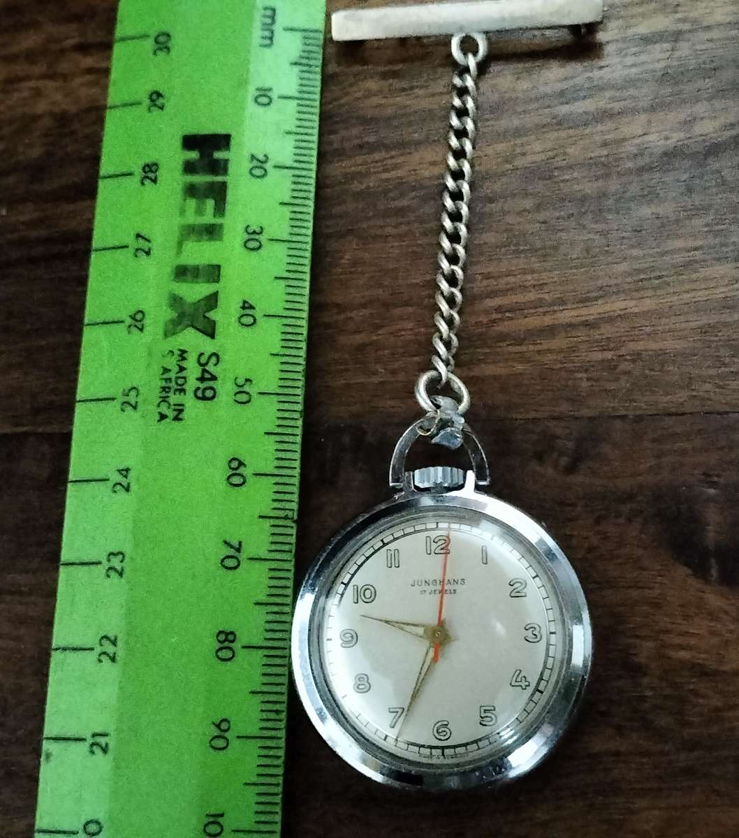 JUNGHANS POCKET/NURSE WATCH. SILVER SUSPENDER..