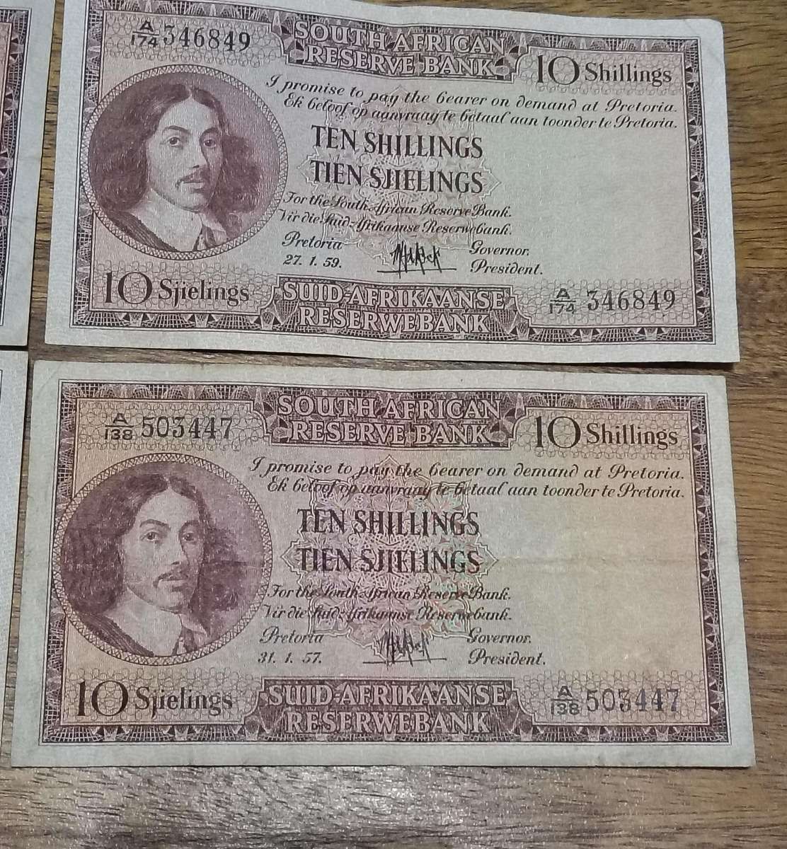 TEN SHILLING S. A.BANK NOTES.