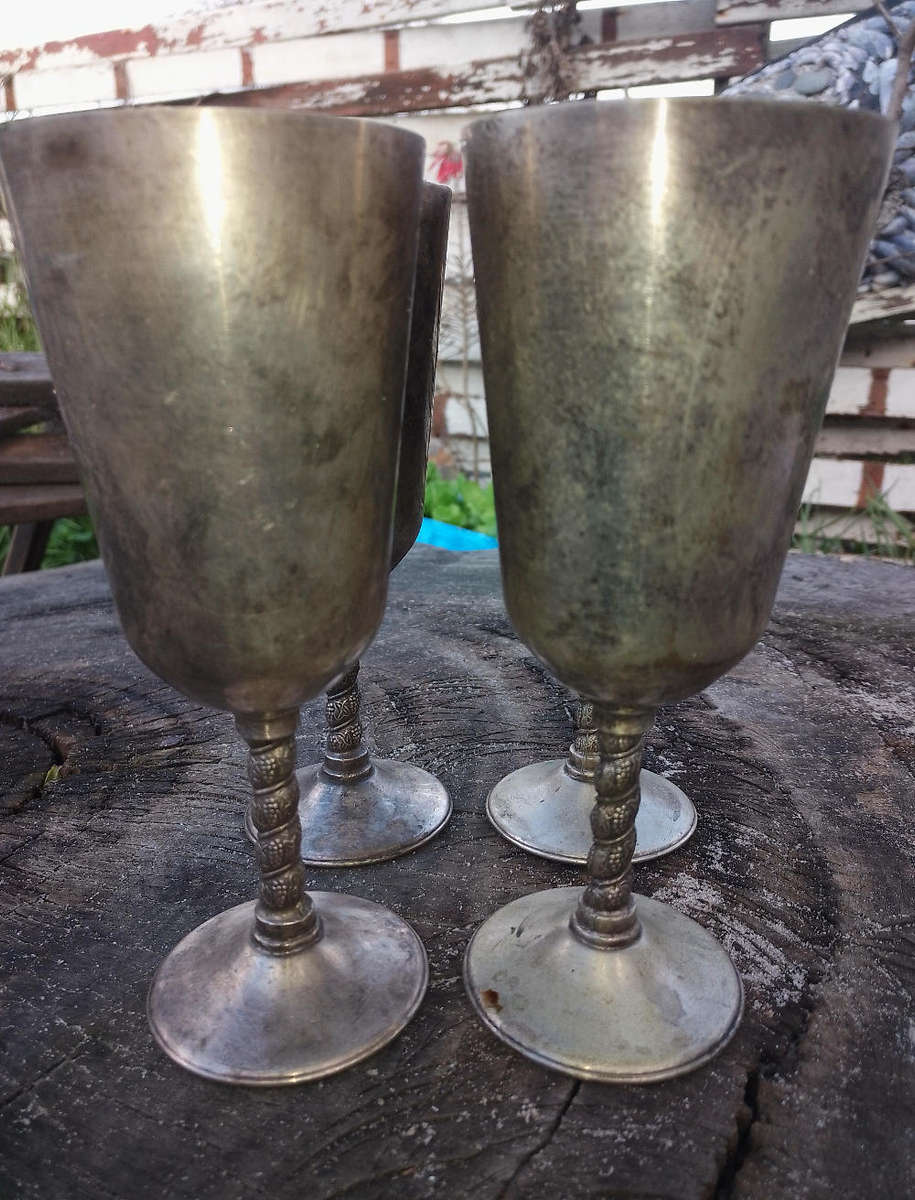 Silver wine goblets