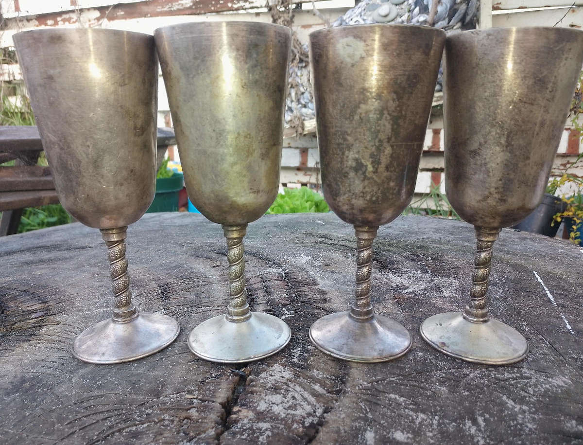 Silver wine goblets