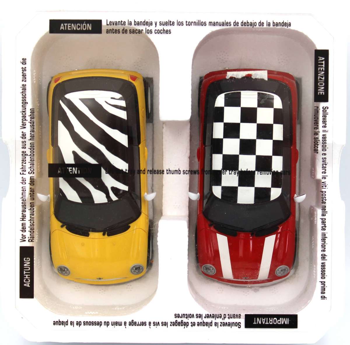 SCALEXTRIC - C2949D - 2x Used Mini Cooper Red and Yellow