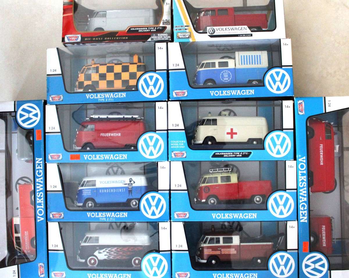 1:24 MOTOR MAX - NICE! - 12x VOLKSWAGEN VW T1 KOMBI DIECAST VANS