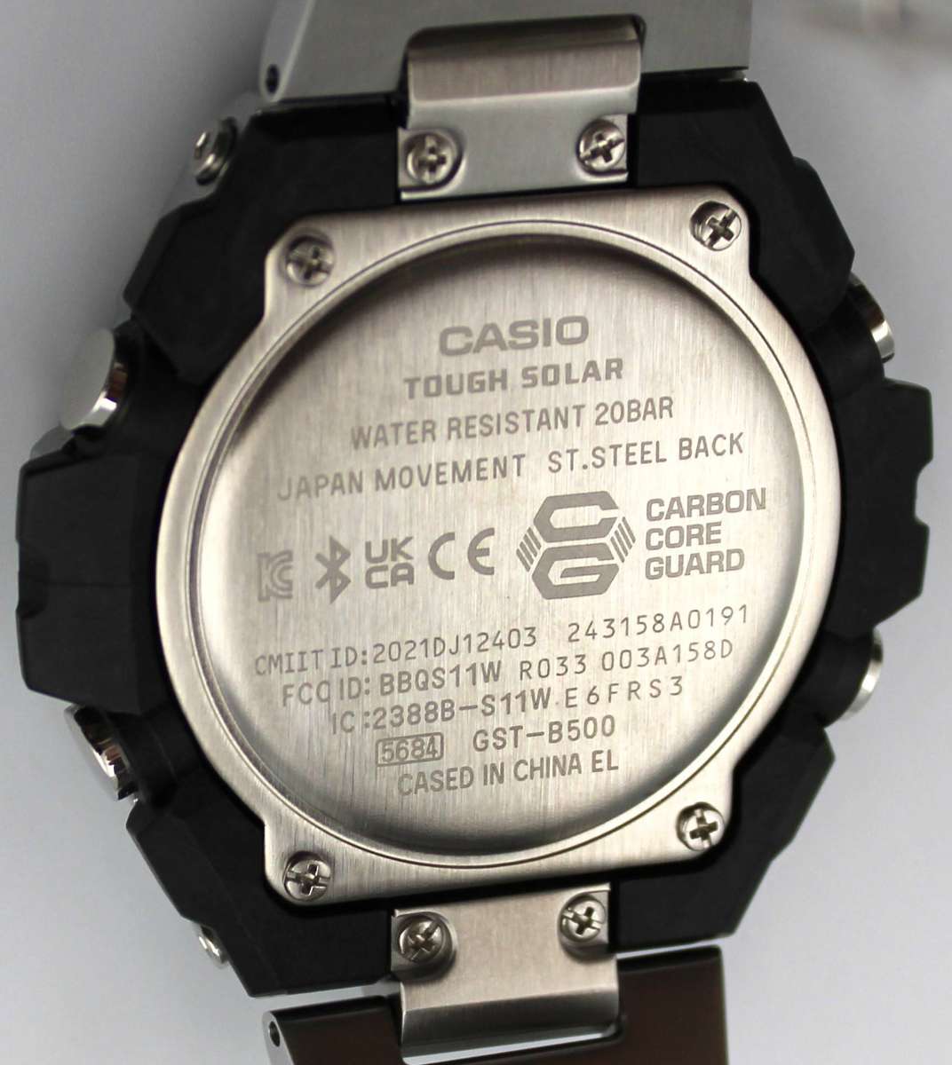 CASIO G-SHOCK G-STEEL - GST-B500D-1AW BLUETOOTH CARBON CORE TOUGH SOLAR STAINLESS WATCH