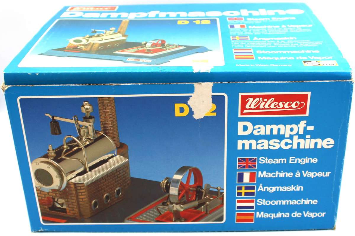 OLD WILESCO D12 MODEL STEAM ENGINE with WEIGHTED STEAM WHISTLE - MIB