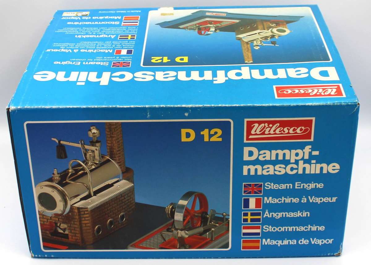 OLD WILESCO D12 MODEL STEAM ENGINE with WEIGHTED STEAM WHISTLE - MIB