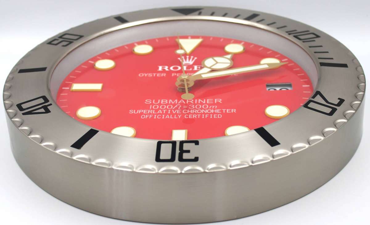 ROLEX SUBMARINER WALL CLOCK - STAINLESS STEEL - 34CM X 5CM