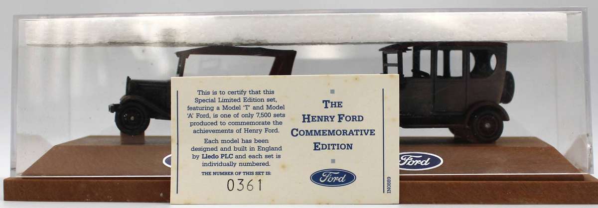 LLEDO DIECAST SET - HENRY FORD COMMEMORATIVE LIMITED EDITION - HFL1002 BOXED ON PLINTH