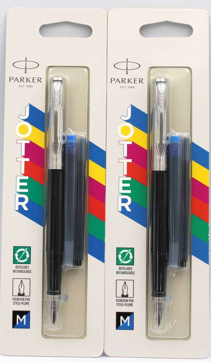 PARKER JOTTER -  2x BLACK FOUNTAIN PENS - SEALED IN ORIGINAL PACKAGE