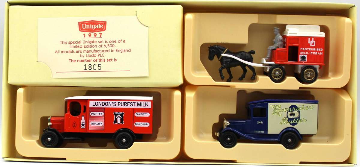 LLEDO DIECAST - 5X UNIGATE UK 3-VEHICLE SETS - 4X LIMITED EDITION - 1994-1998