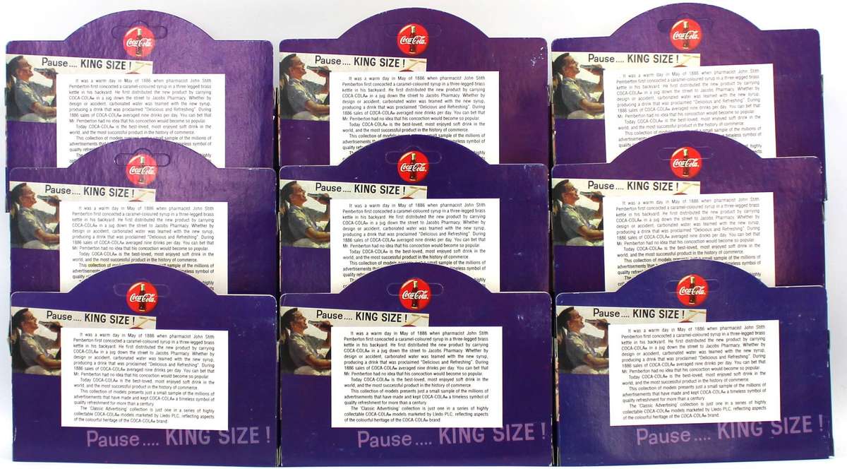 LLEDO DIECAST COCA-COLA 1997 SERIES - 9X DIFFERENT FORD, BEDFORD & DENNIS VANS / TRUCKS