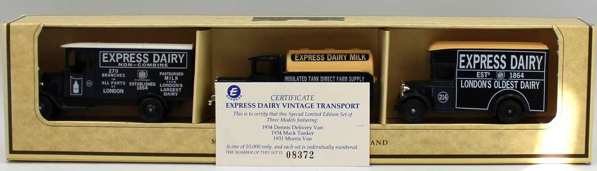 LLEDO DIECAST - 4X EXPRESS DAIRY SETS OF 3 EACH - 12 BOXED VEHICLES