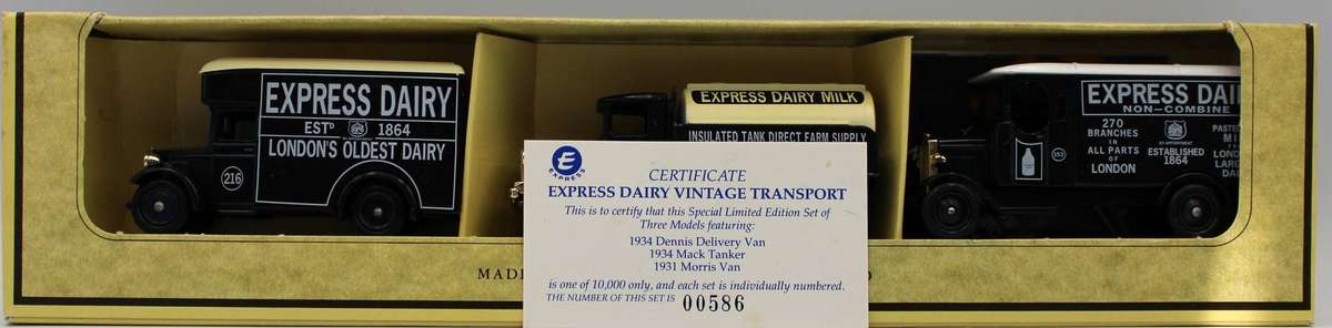 LLEDO DIECAST - 4X EXPRESS DAIRY SETS OF 3 EACH - 12 BOXED VEHICLES
