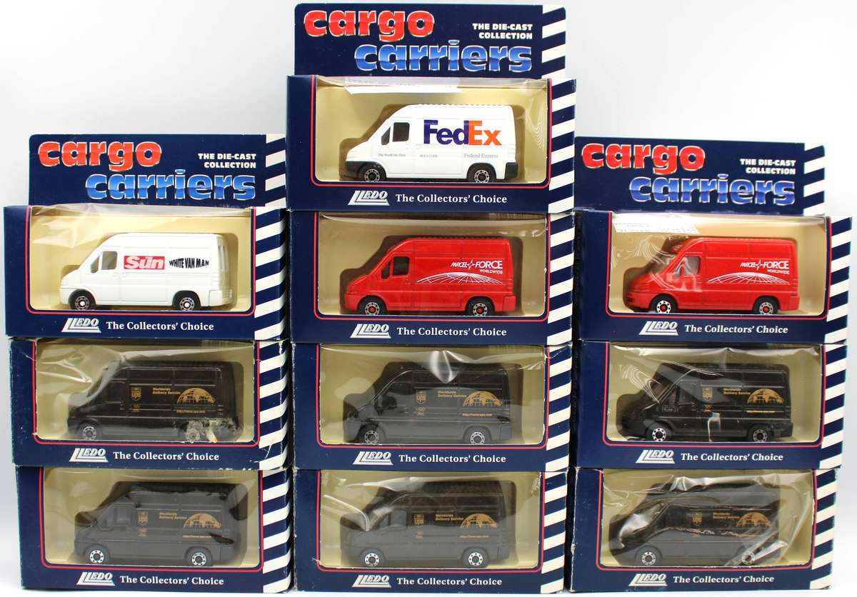 LLEDO DIECAST 1999 - 9X EUROVANS FROM THE CARGO CARRIER SERIES - UPS, FEDEX, PARCEL FORCE ETC
