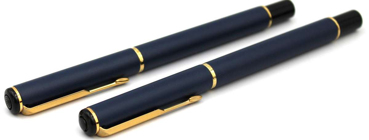 PARKER RIALTO FOUNTAIN & BALLPOINT PEN SET - MATTE BLUE - UNUSED