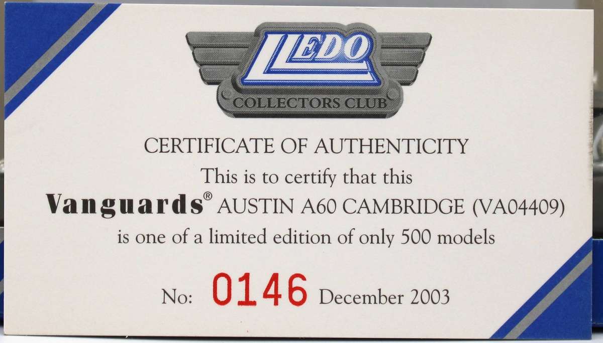 LLEDO VANGUARDS MEMBERS EXCL. LCC3 - AUSTIN A60 CAMBRIDGE - VA04409 - LIMITED EDITION CHROME FINISH