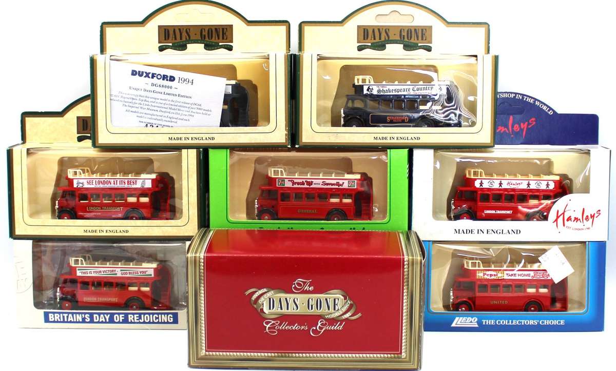 LLEDO DIECAST - 68 SERIES - 9X 1932 AEC REGENT OPEN TOP BUSES INCL. LIMITED EDITIONS