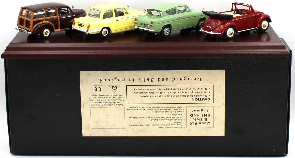 LLEDO VANGUARDS PLINTH SET - CC2004 - VW CABRIOLET, FORD ANGLIA, TRIUMPH HERALD & MORRIS TRAVELLER