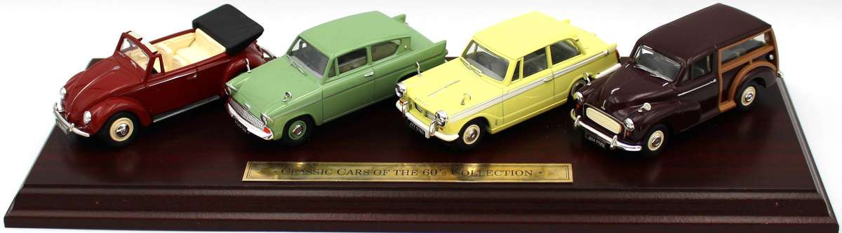 LLEDO VANGUARDS PLINTH SET - CC2004 - VW CABRIOLET, FORD ANGLIA, TRIUMPH HERALD & MORRIS TRAVELLER