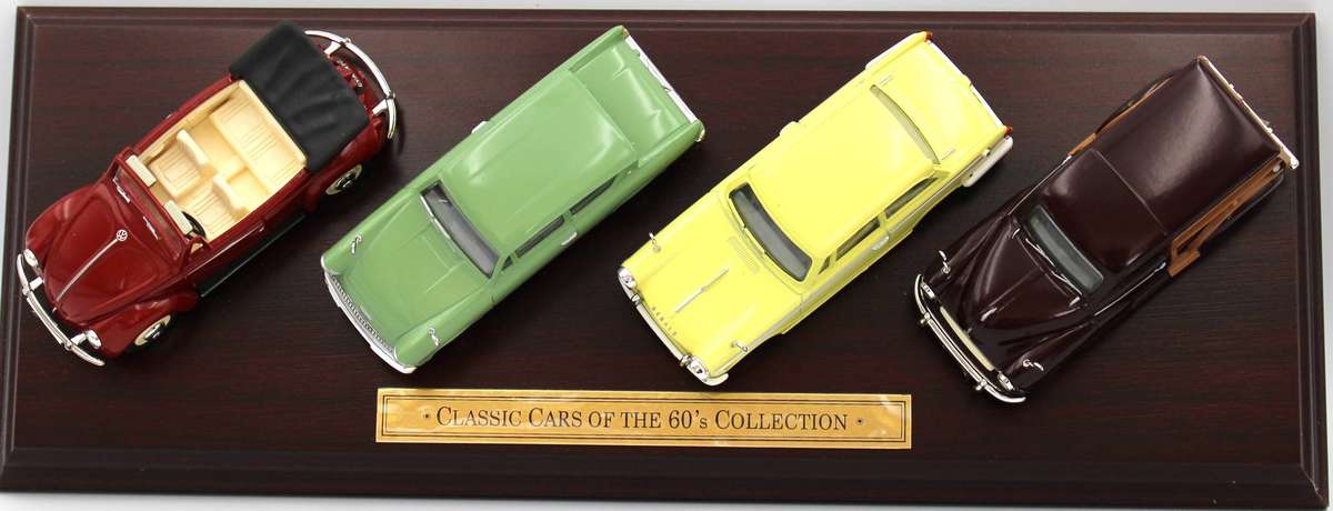 LLEDO VANGUARDS PLINTH SET - CC2004 - VW CABRIOLET, FORD ANGLIA, TRIUMPH HERALD & MORRIS TRAVELLER