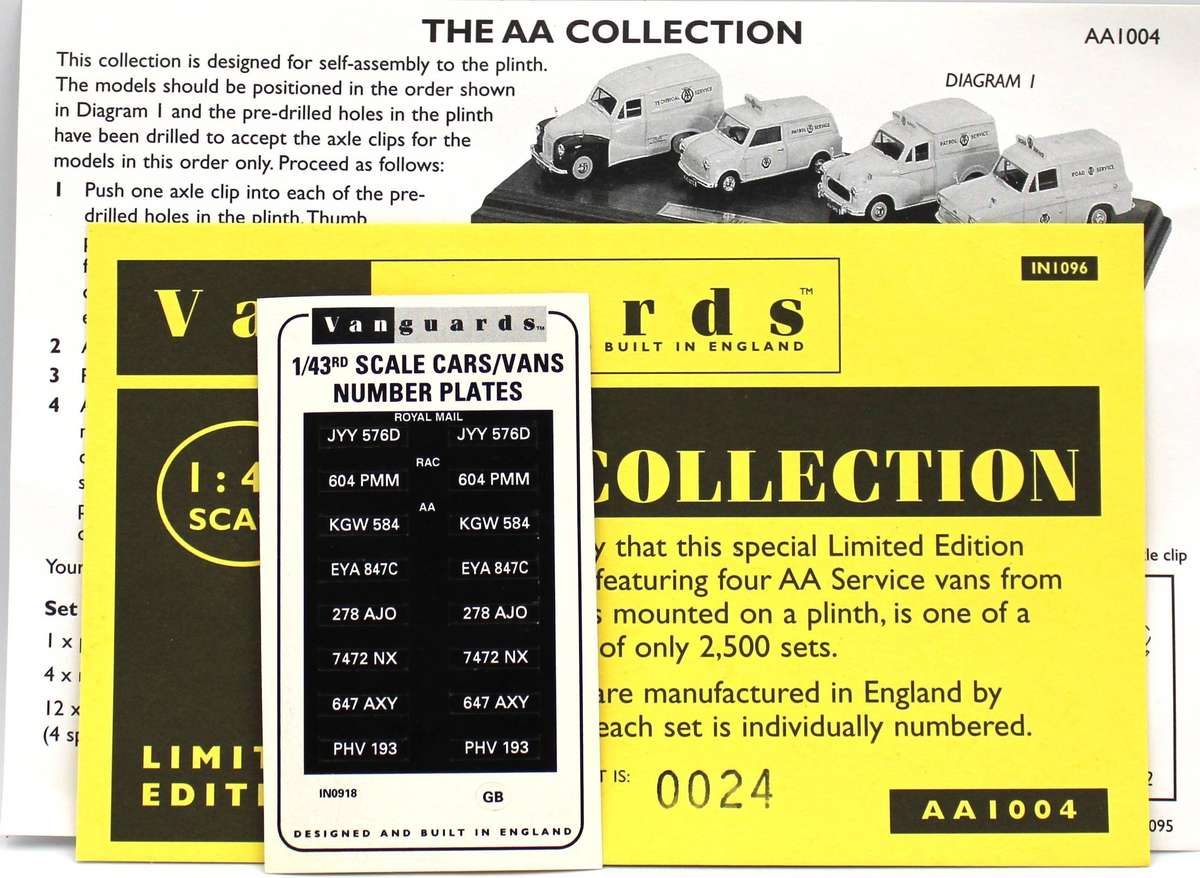 LLEDO VANGUARDS AA1004 SET - AUTOMOBILE ASSOC. - AUSTIN VAN, MINI VAN, MORRIS MINOR, FORD ANGLIA