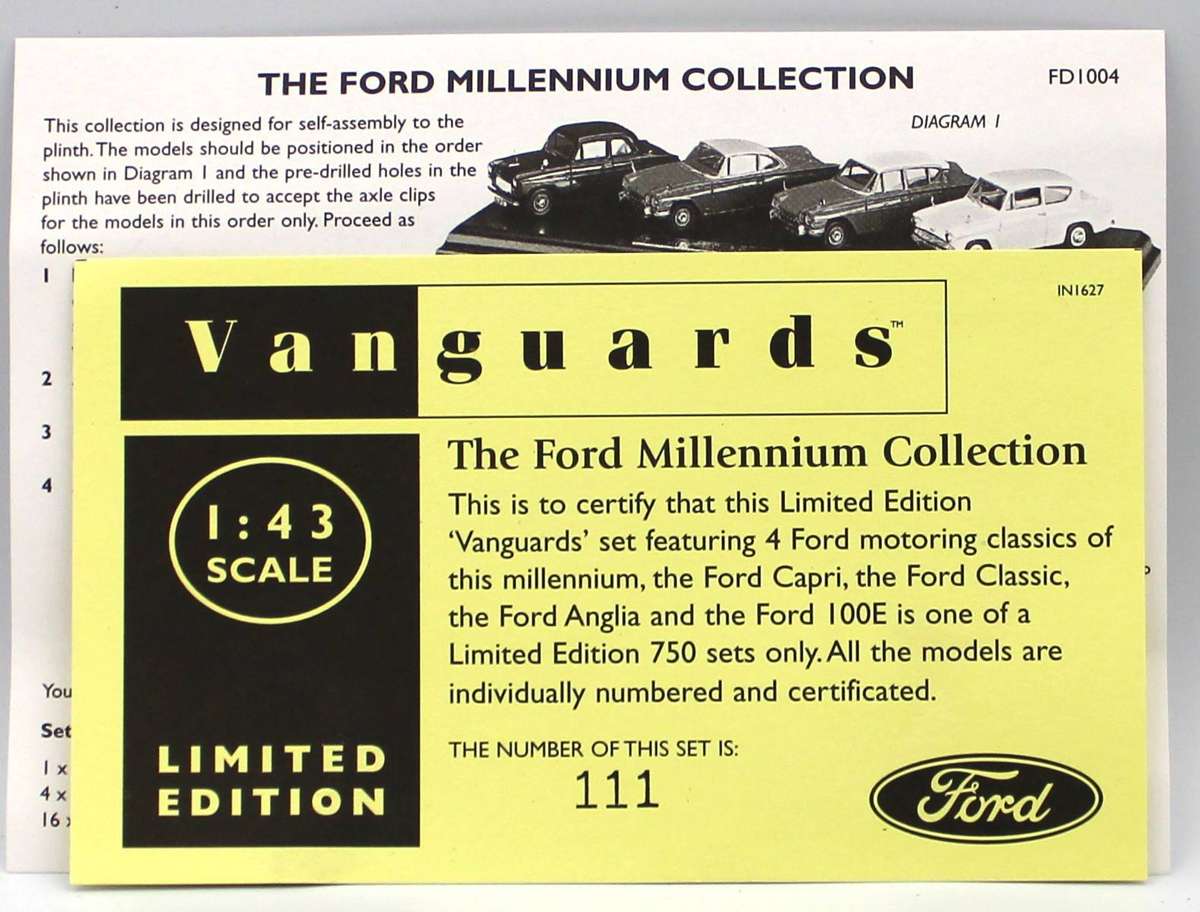 LLEDO VANGUARDS - THE FORD MILLENIUM SET - FD1004 - CAPRI, CLASSIC, ANGLIA & 100E - LIMITED EDITION