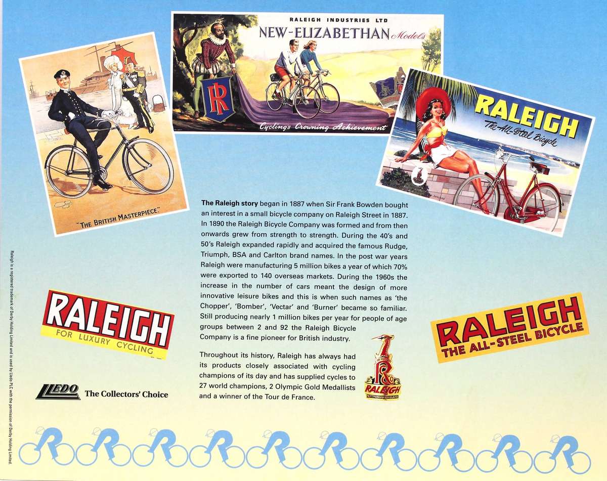 LLEDO DIECAST - SCARCE 5-PIECE RALEIGH BICYCLES SET WITH LIMITED EDITION PRINT - RA1005