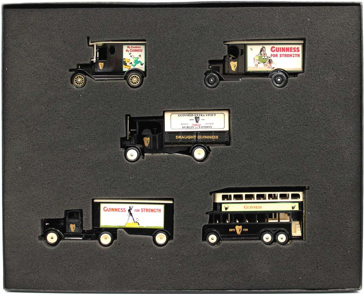 LLEDO DIECAST - NICE 1999 GUINNESS 5-PIECE COLLECTION SET WITH LIMITED EDITION PRINT - GN1005