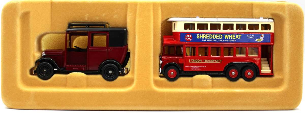 LLEDO DIECAST - 3 SOUVENIR OF LONDON SETS - BUSES, FIRE ENGINE & AUSTIN TAXI'S