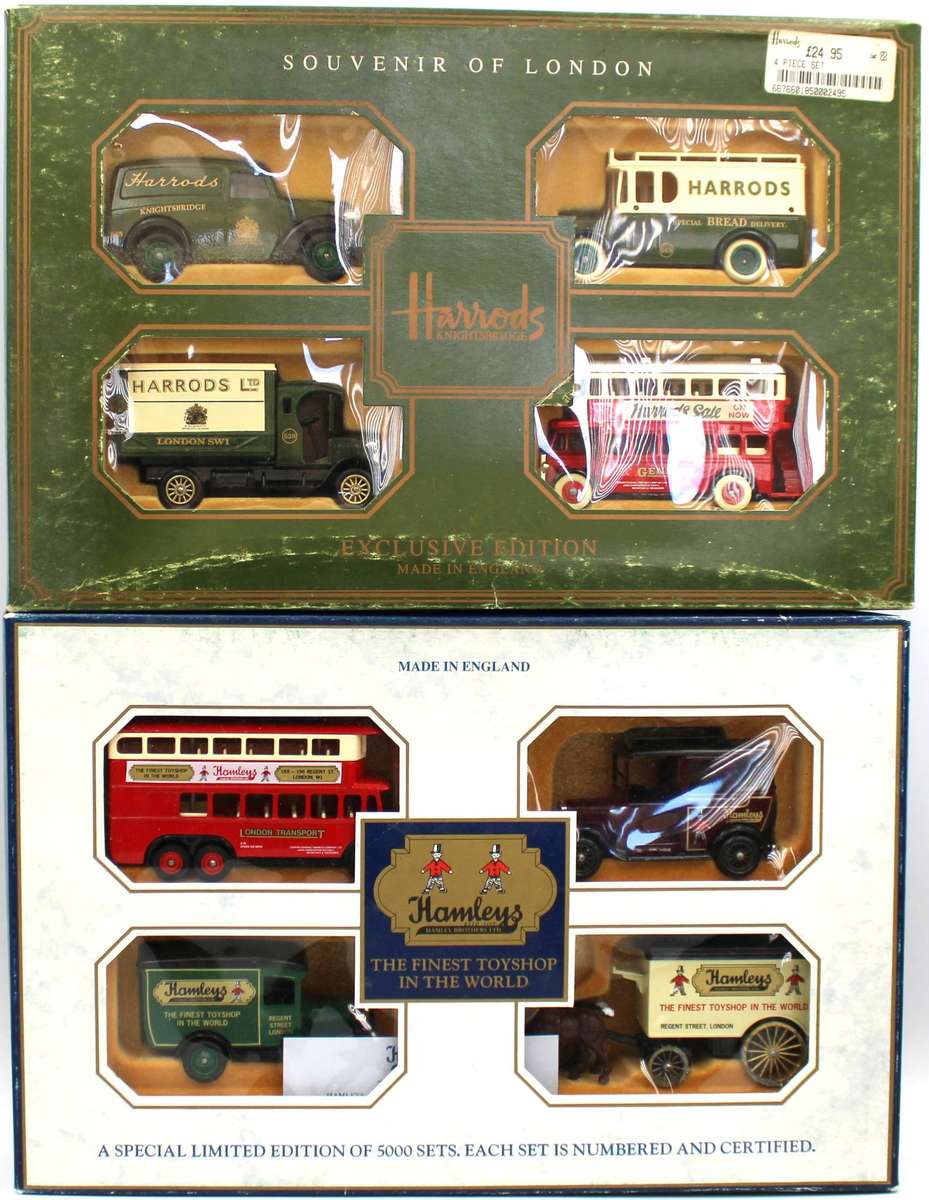 LLEDO DIECAST - 2X 4-PIECE SETS, HAMLEY'S HAL1004 & HARROD'S HR2004
