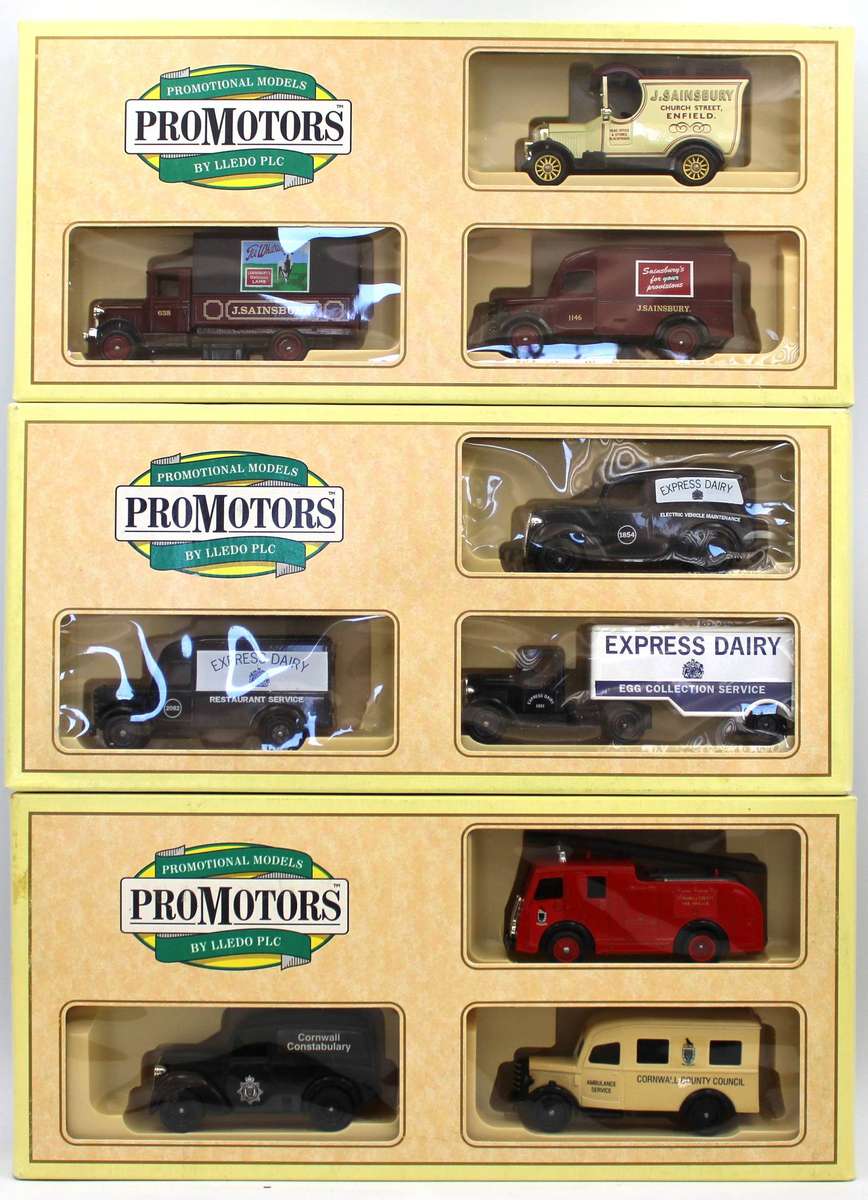 LLEDO DIECAST - 3X 3-PIECE PROMOTORS SETS, 2 LIMITED EDITIONS, EXPRESS DAIRY & CORNWALL EMERGERGENCY