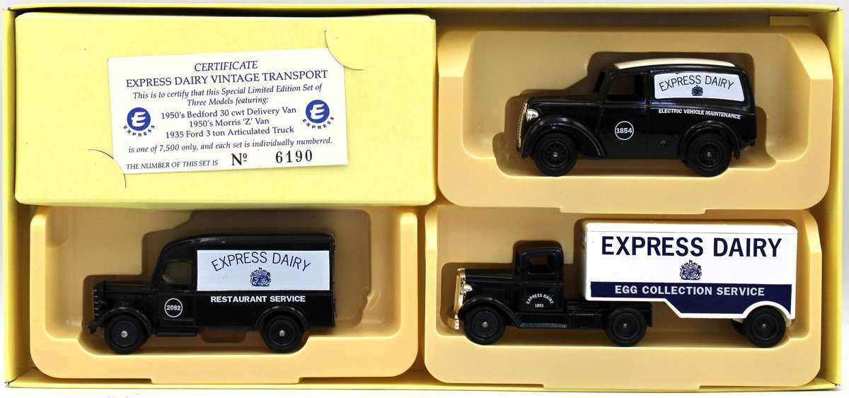 LLEDO DIECAST - 3X 3-PIECE PROMOTORS SETS, 2 LIMITED EDITIONS, EXPRESS DAIRY & CORNWALL EMERGERGENCY