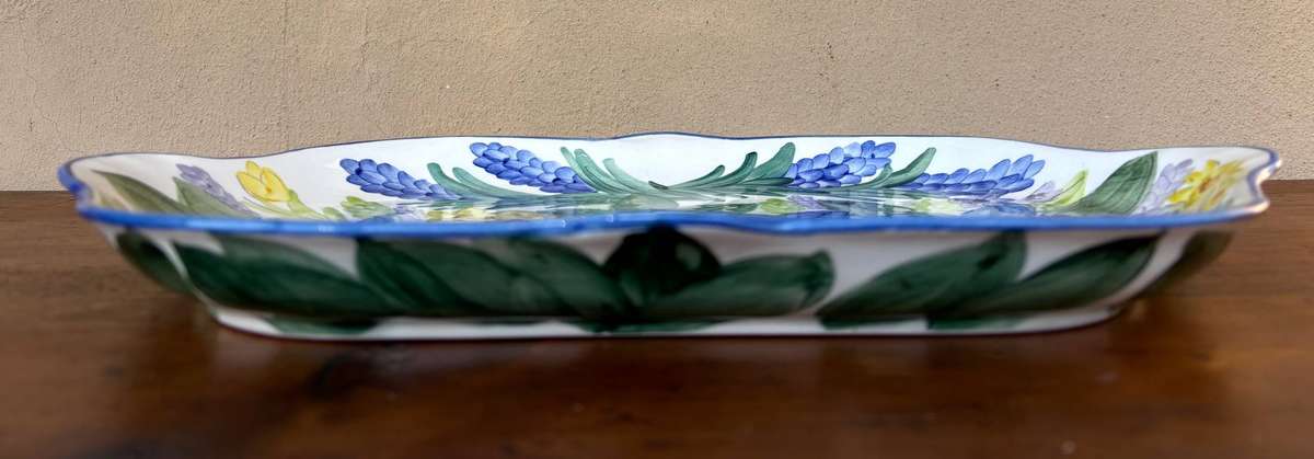 PLATTER/SANDWICH HANDLES MEDIUM  FLOWERS BLUE AND YELLOW FLORAL